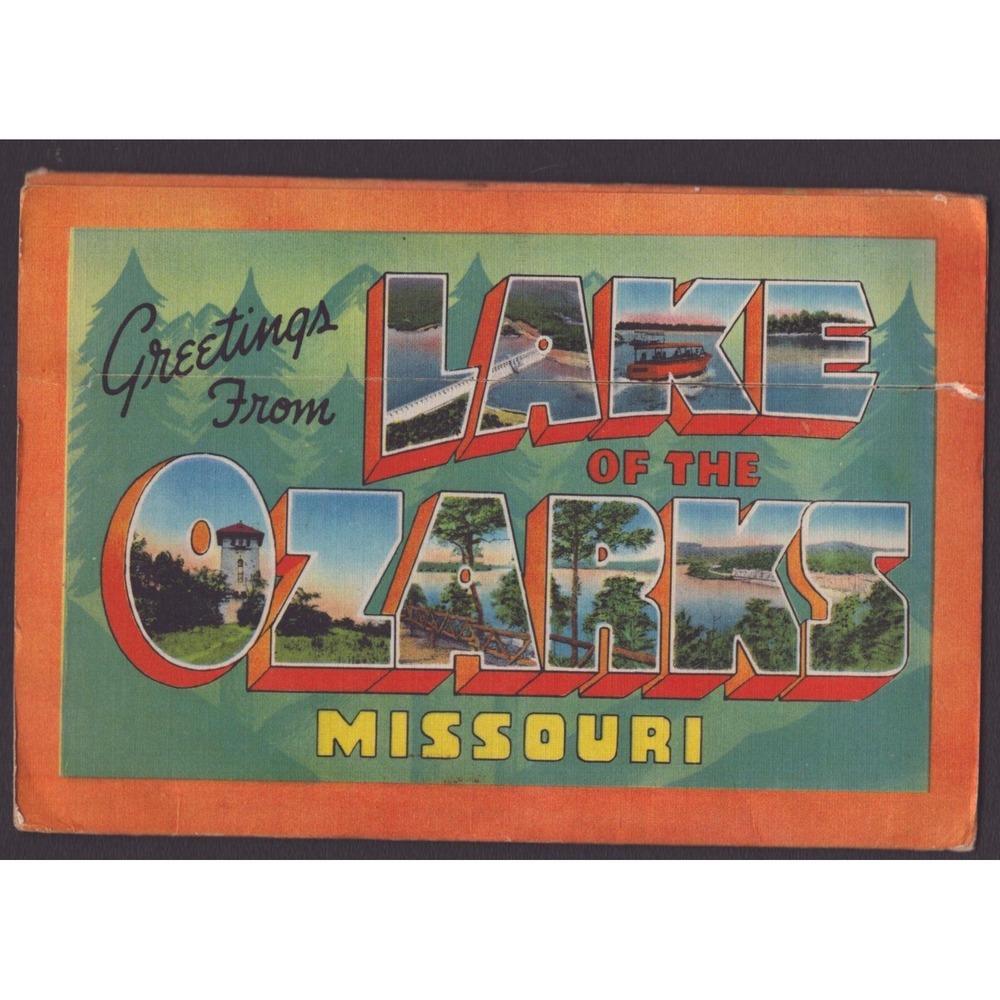 Greetings From Lake of the Ozarks Missouri MO Bagnell Dam 1948 Linen Postcard - Picture 2 of 2